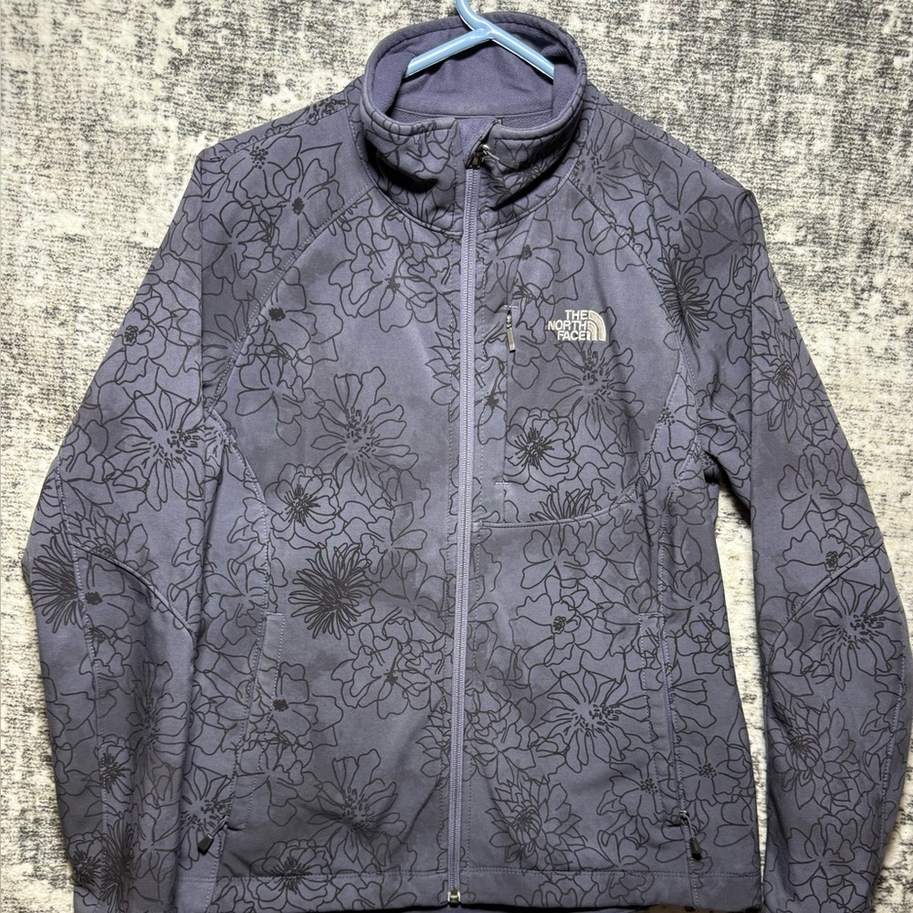The North Face Full Zip Jacket Women Medium Apex Bionic Floral Gray Soft Shell